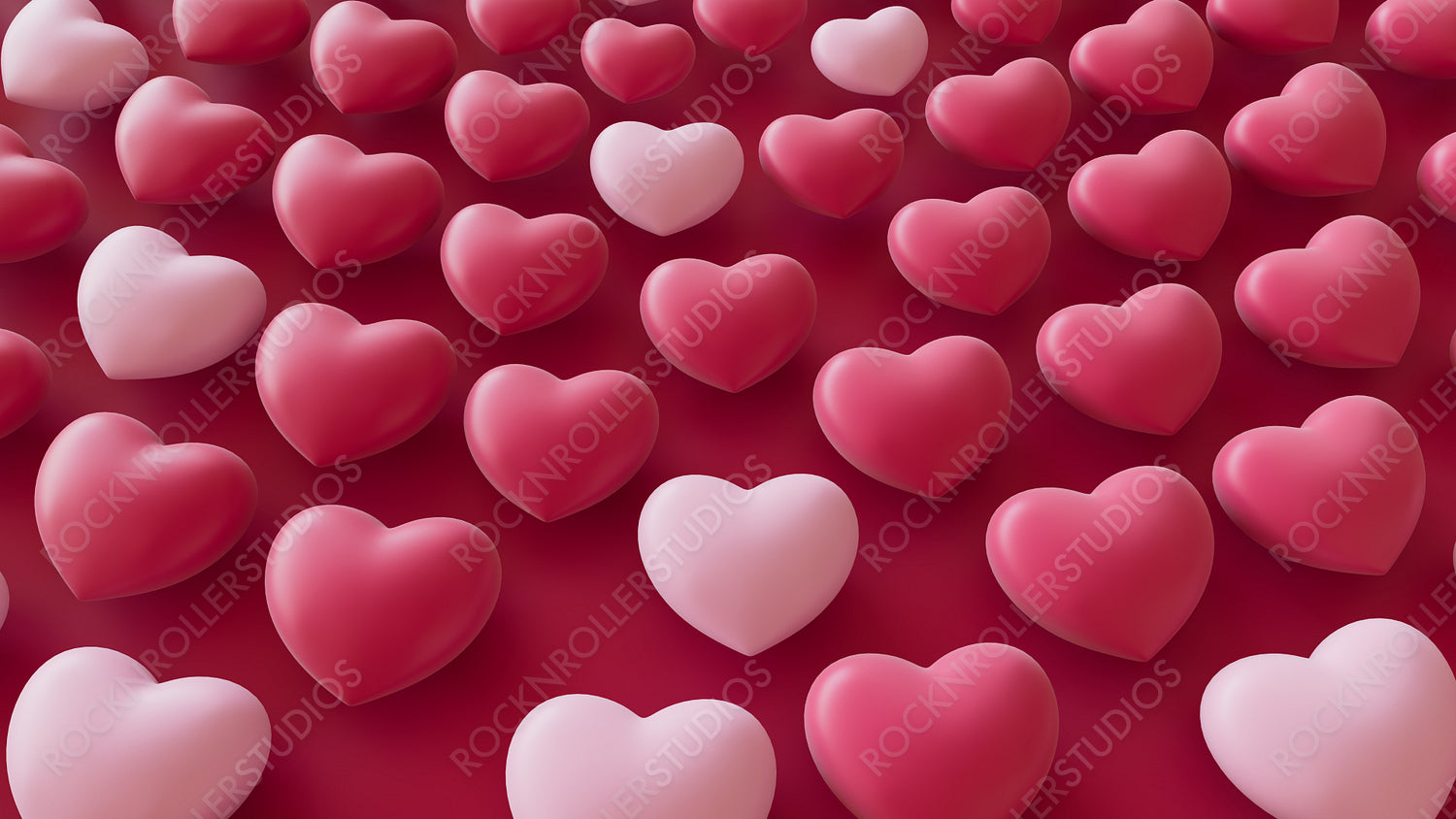Light Pink and Dark Pink 3D Hearts arranged in the Shape of a Spiral. Contemporary Valentine's Day Background. 3D Render.