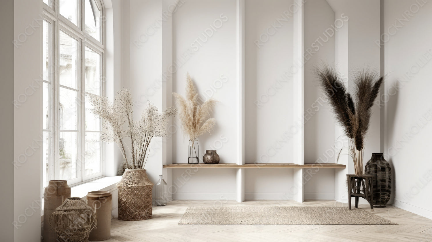 Contemporary Interior Design Background. Scandi Home. Generative AI.