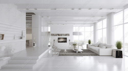Stylish Home. Modern Interior Design Background. Generative AI.
