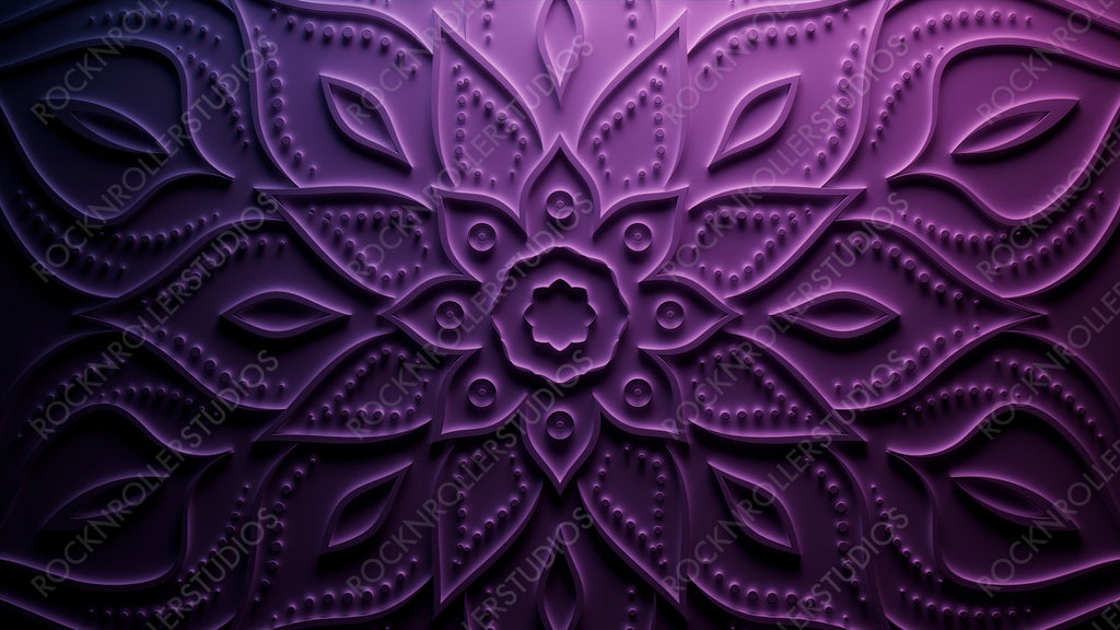 Diwali Celebration Background, with Purple Three-dimensional Decorative Design. 3D Render.