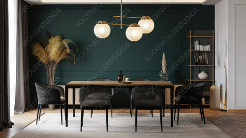 Modern Interior Design Background. Contemporary Dining room. Generative AI.