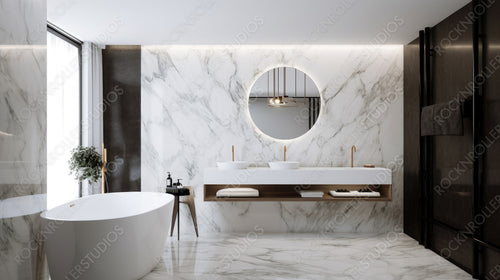 Luxury Bathroom. Stylish Interior Design Background. Generative AI.