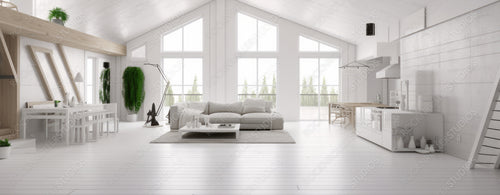 Loft Interior Design Background. Contemporary Home. Generative AI.