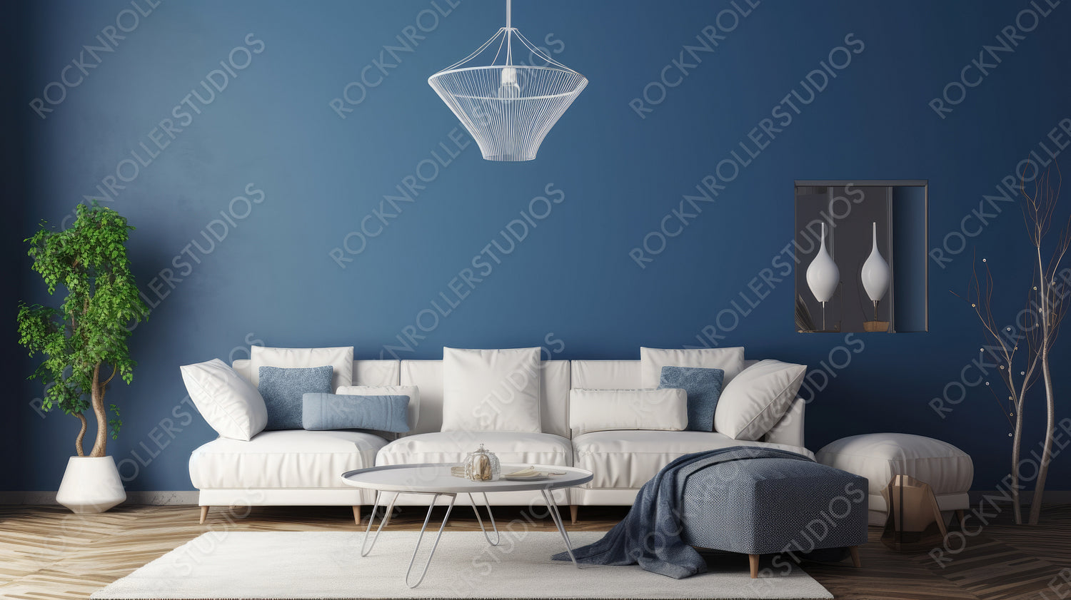 Modern Living Room Background. Contemporary Interior Design. Generative AI.