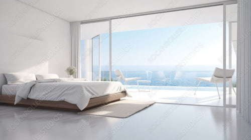 Minimal Bedroom. Contemporary Interior Design Background. Generative AI.