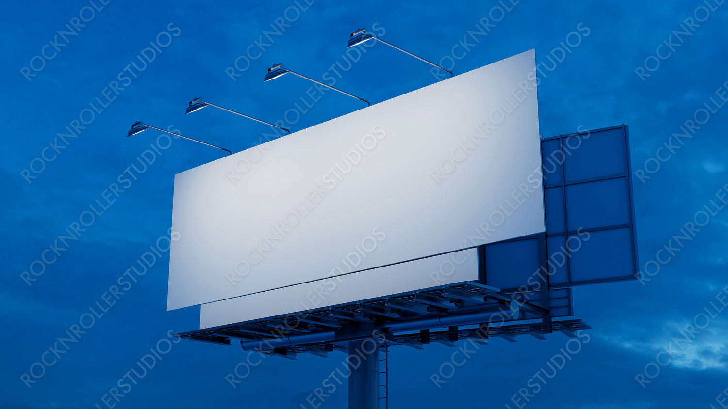 Commercial Billboard. Empty Large Format Sign against a Dusk Sky. Design Template.