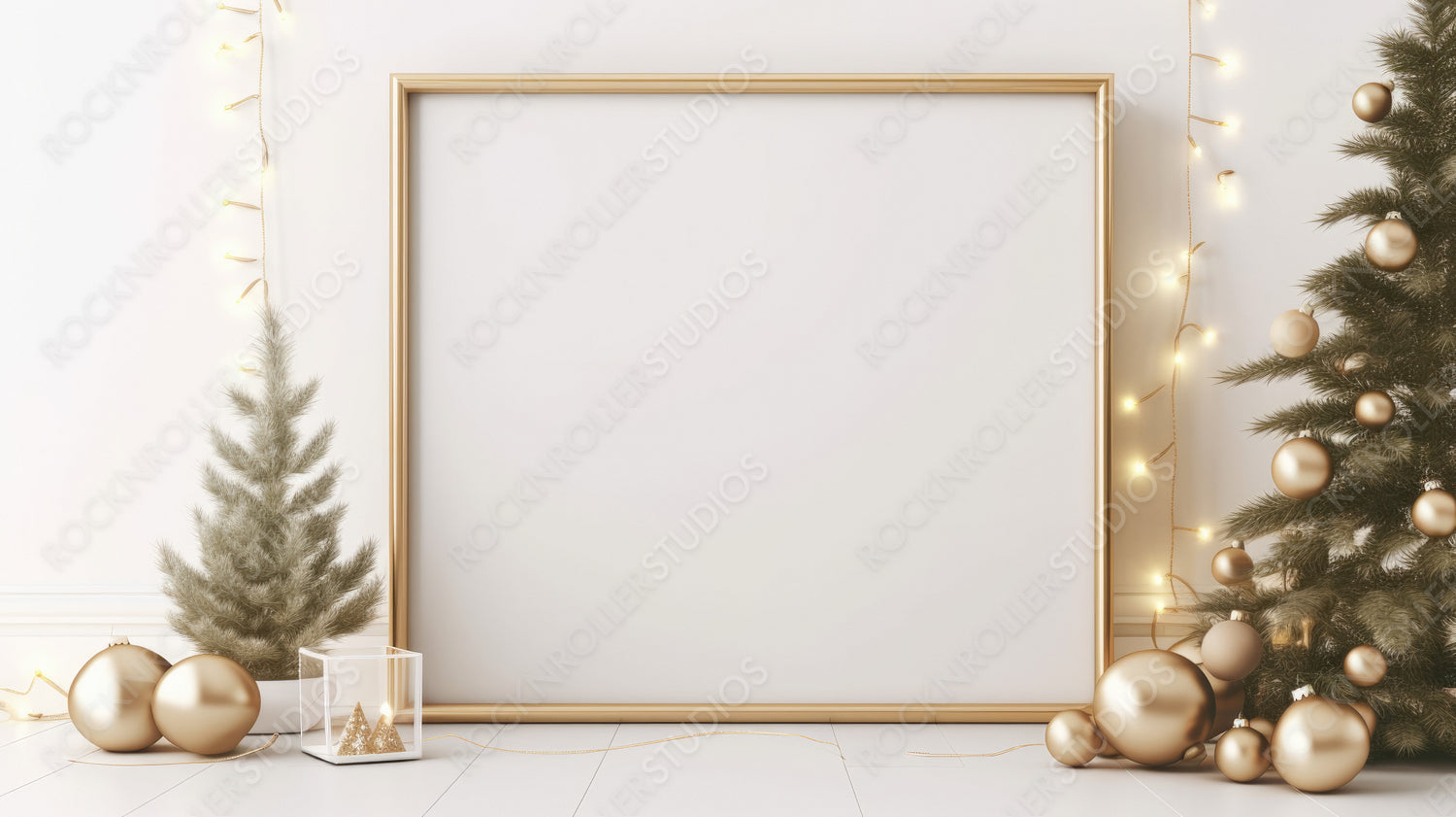 Christmas Interior Design Background. Stylish Frame Mock up. Generative AI.