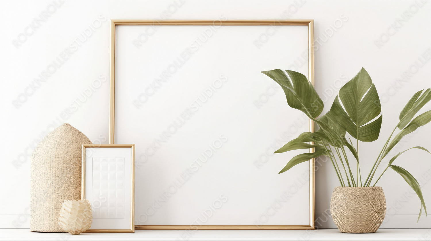 Stylish Frame Mockup. Modern Interior Design Background. Generative AI.