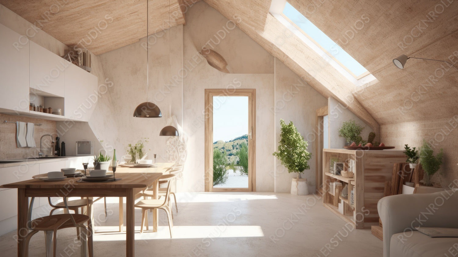 Minimal Home. Contemporary Interior Design Background. Generative AI.