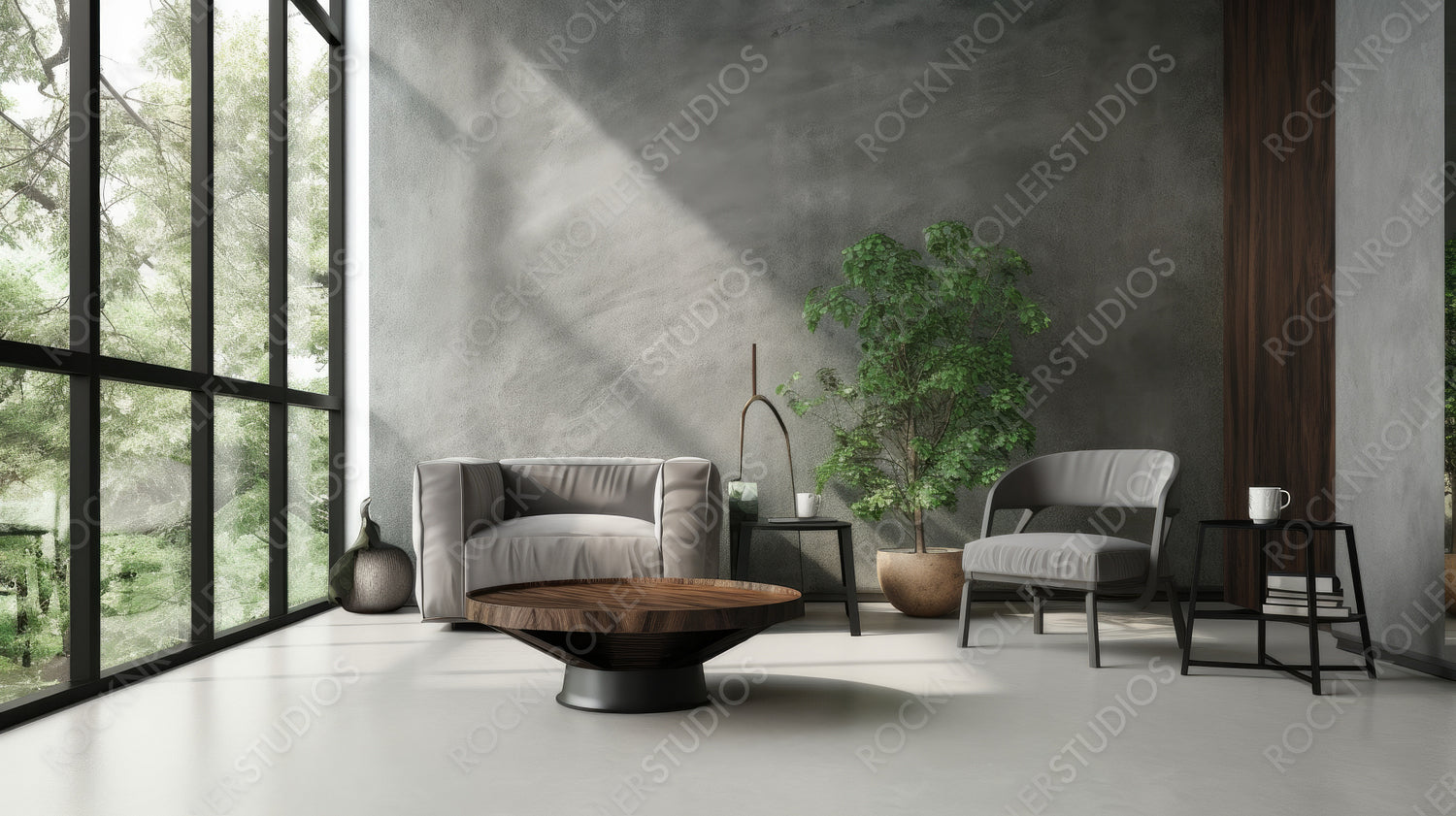 Contemporary Interior Design Background. Loft Living Room. Generative AI.