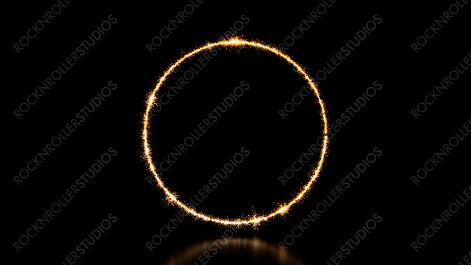 Circle Shape as a Sparkler Firework Frame. Gold and Black Holiday Background with copy space.
