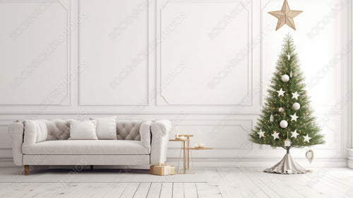 Stylish Interior Design Background. Christmas Living Room. Generative AI.