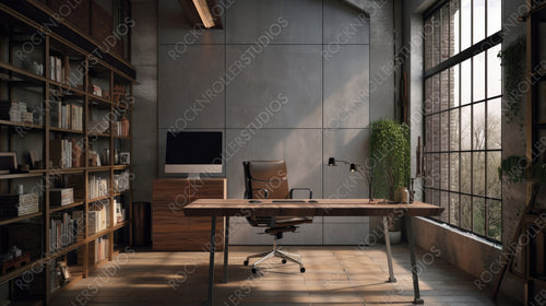 Industrial Home. Stylish Interior Design Background. Generative AI.