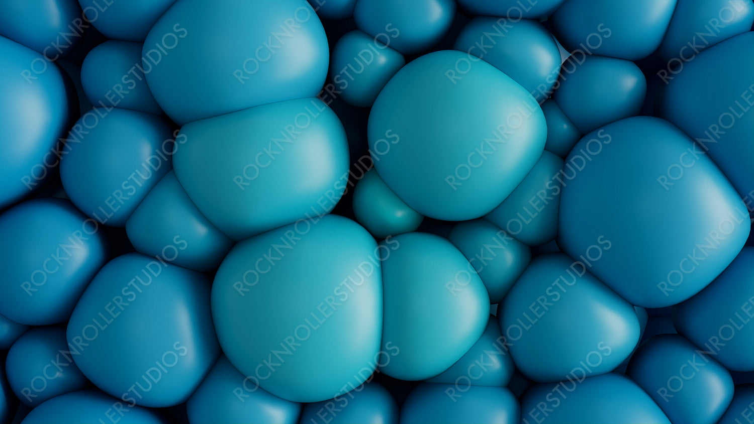 Turquoise and Blue 3D Balloons arranged to create a Multicolored abstract background. 3D Render. 