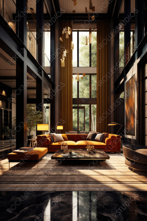 Art Deco Home. Contemporary Interior Design Background. Generative AI.
