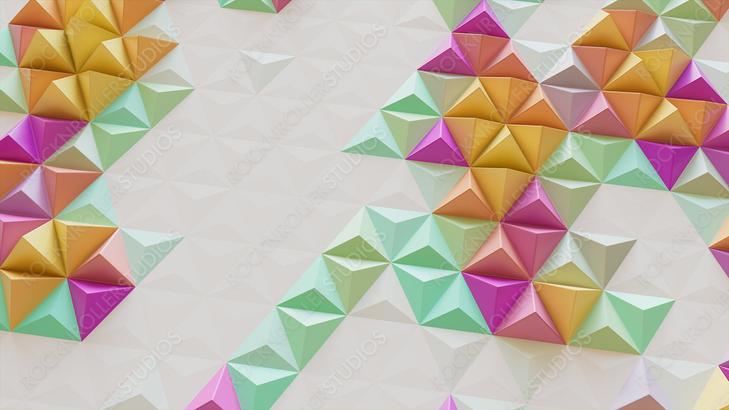 Multicolored Three-Dimensional Surface with Triangular Pyramids. Modern, Bright 3d Background.