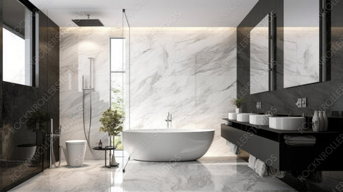 Luxury Interior Design Background. Stylish Bathroom. Generative AI.