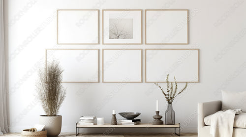 Scandinavian Living Room. Contemporary Interior Design Background. Generative AI.