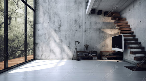 Stylish Home. Loft Interior Design Background. Generative AI.