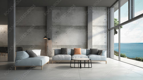 Luxury Living Room. Contemporary Interior Design Background. Generative AI.