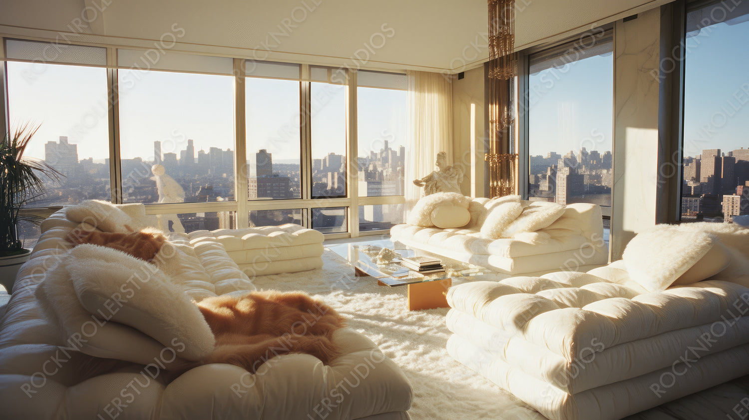 modern Living Room. Stylish Interior Design Background. Generative AI.