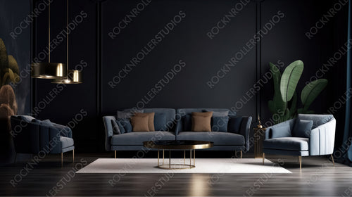 Luxury Interior Design Background. Contemporary Living Room. Generative AI.
