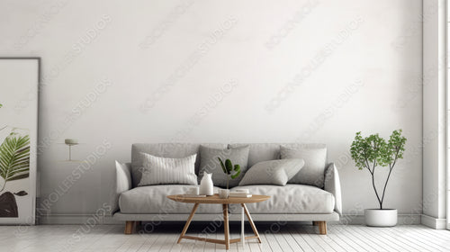 Modern livingroom. Stylish Interior Design Background. Generative AI.