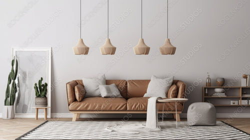 Scandinavian Frame Mockup. Stylish Interior Design Background. Generative AI.