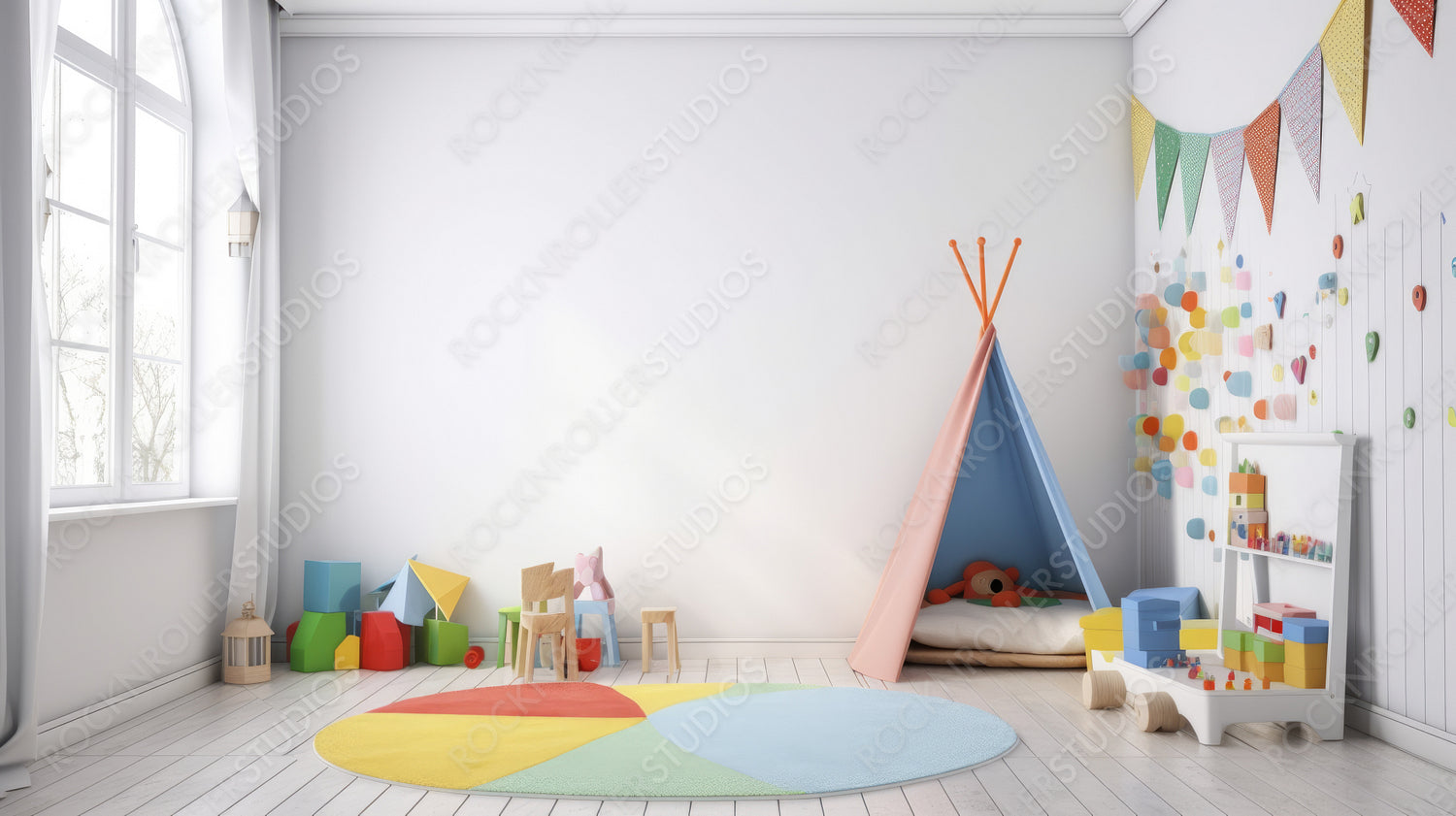 Contemporary Interior Design Background. Modern Playroom. Generative AI.