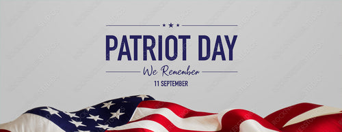 Patriot Day Banner with American Flag and White Background.
