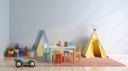 Modern Playroom Background. Contemporary Interior Design. Generative AI.