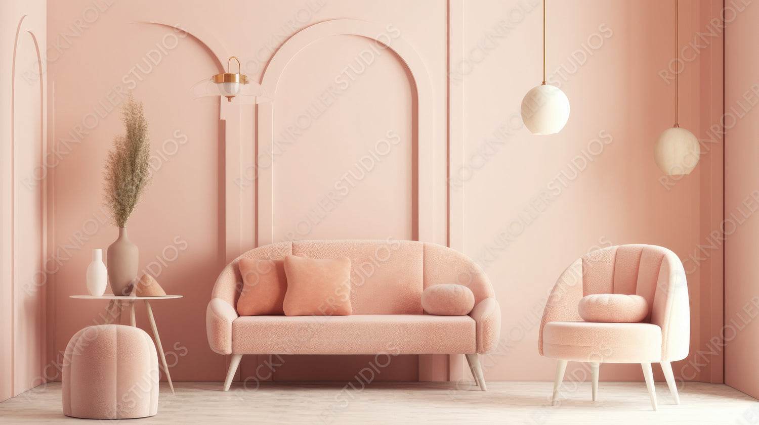 Contemporary Interior Design Background. Modern Living Room. Generative AI.