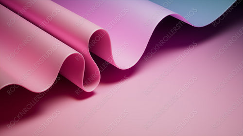 Contemporary, Pink and Blue Surface with Curves. Abstract 3D Background.