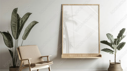 Scandinavian Frame Mock up Background. Stylish Interior Design. Generative AI.