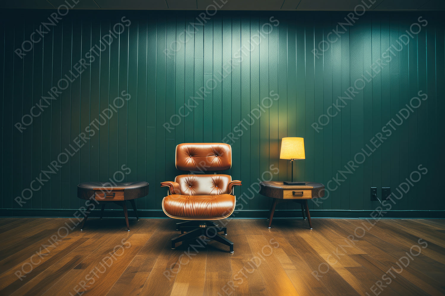 Mid Century Room Background. Contemporary Interior Design. Generative AI.