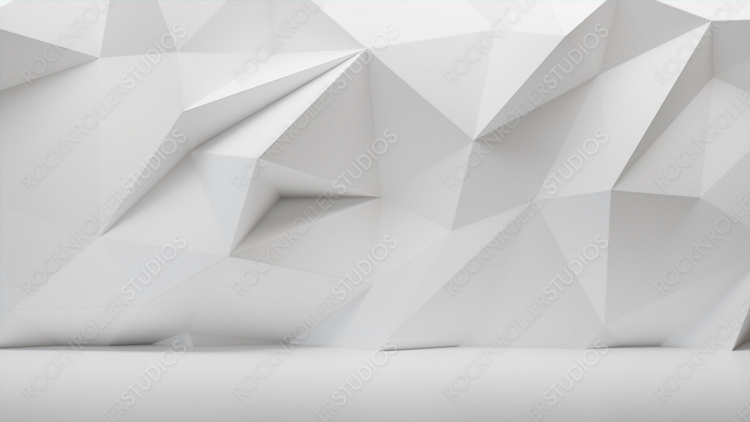 Polygonal 3D Wall Wallpaper with White Trendy Surface. Light 3D Render.