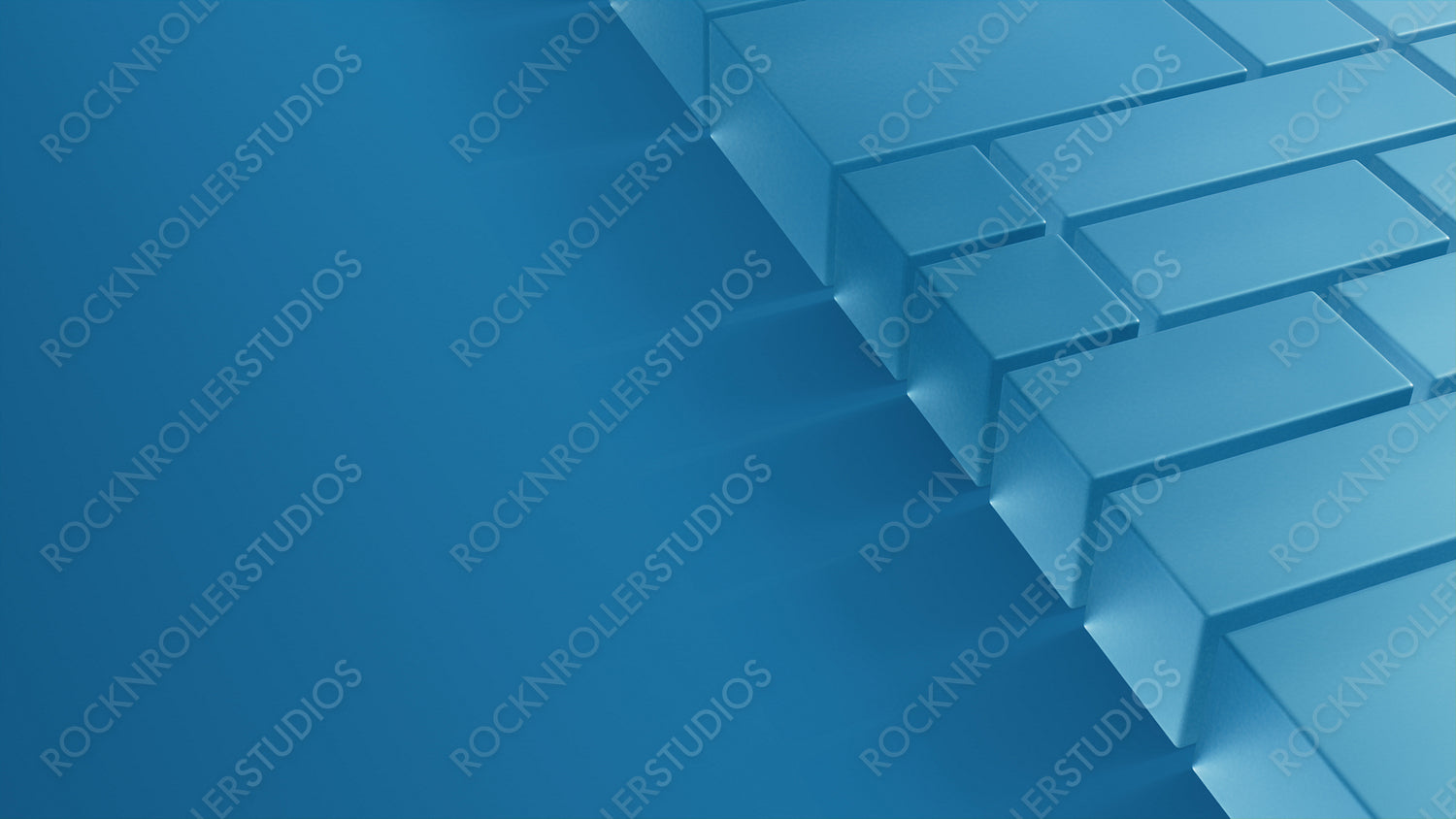 Acrylic Shapes on a Blue Surface. Futuristic Tech Concept with space for copy. 3D Render.