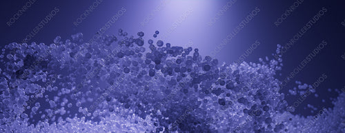 Abstract 3D Background with Floating Atoms. Blue and Black, Pharmaceutical concept.
