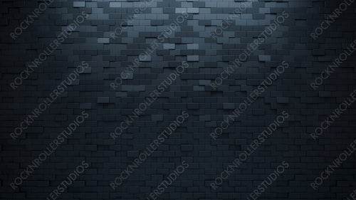 Semigloss Tiles arranged to create a Rectangular wall. Black, 3D Background formed from Futuristic blocks. 3D Render