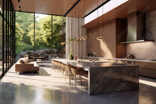 Modernist Interior Design Background. Stylish Kitchen. Generative AI.