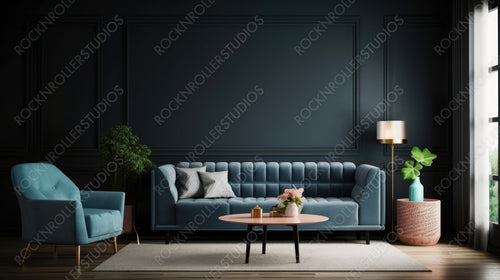 Modern Living Room Background. Stylish Interior Design. Generative AI.