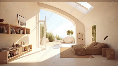 Minimal Home. Stylish Interior Design Background. Generative AI.