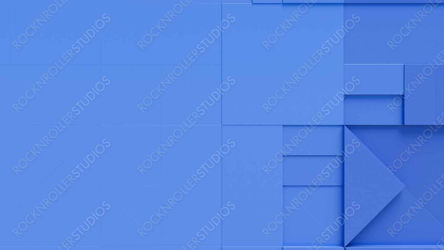 Various 3D Blocks form a wall. Blue Tech background with copy-space.