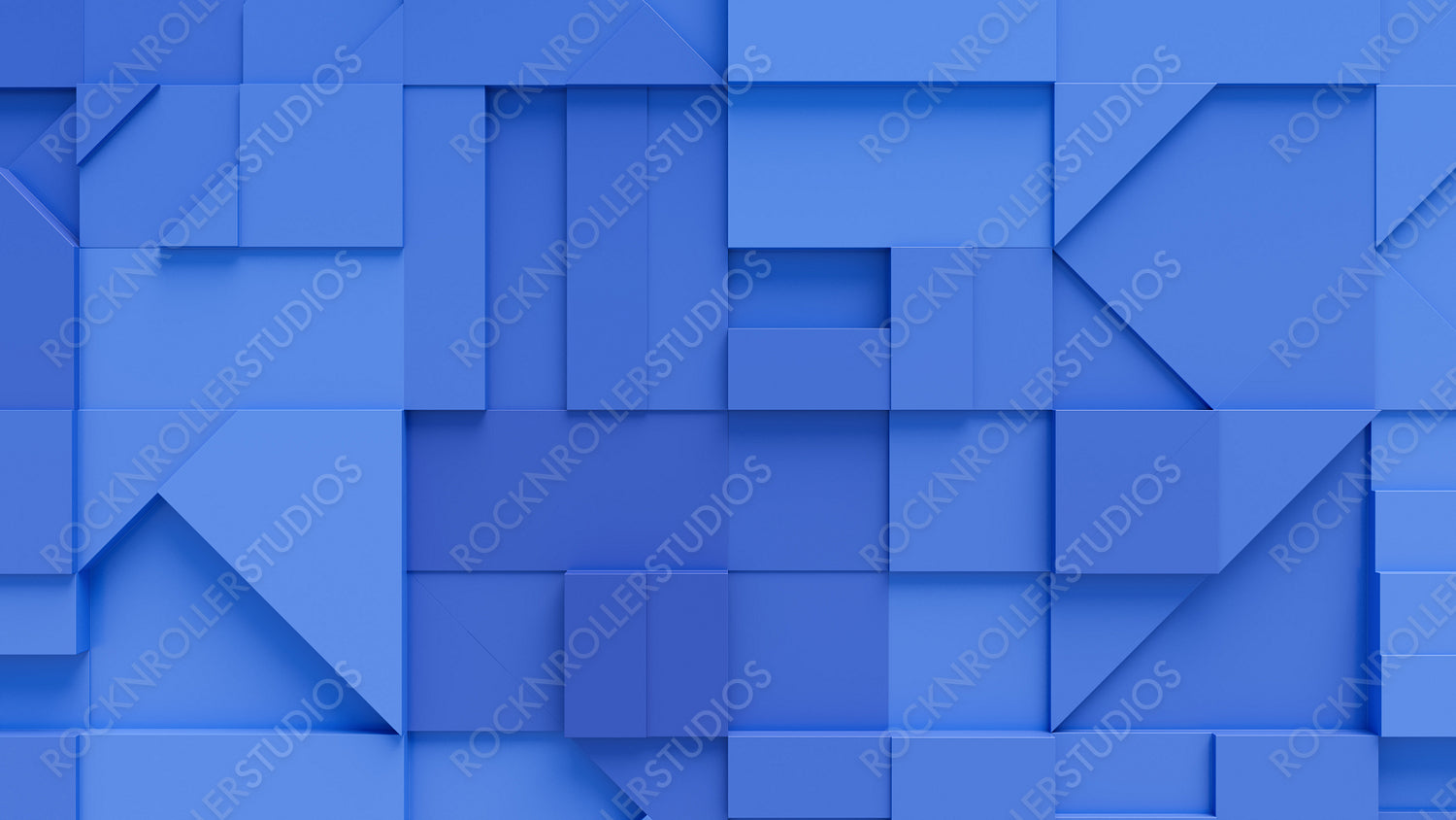 Collection of Blue 3D Blocks form a wall. Tech background .