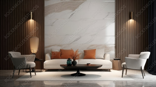 Stylish Interior Design Background. Luxury Living Room. Generative AI.