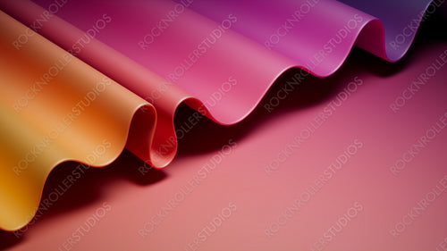 Trendy 3D Gradient Background with Undulating Surface. Yellow and Pink Wallpaper with Copy-Space.