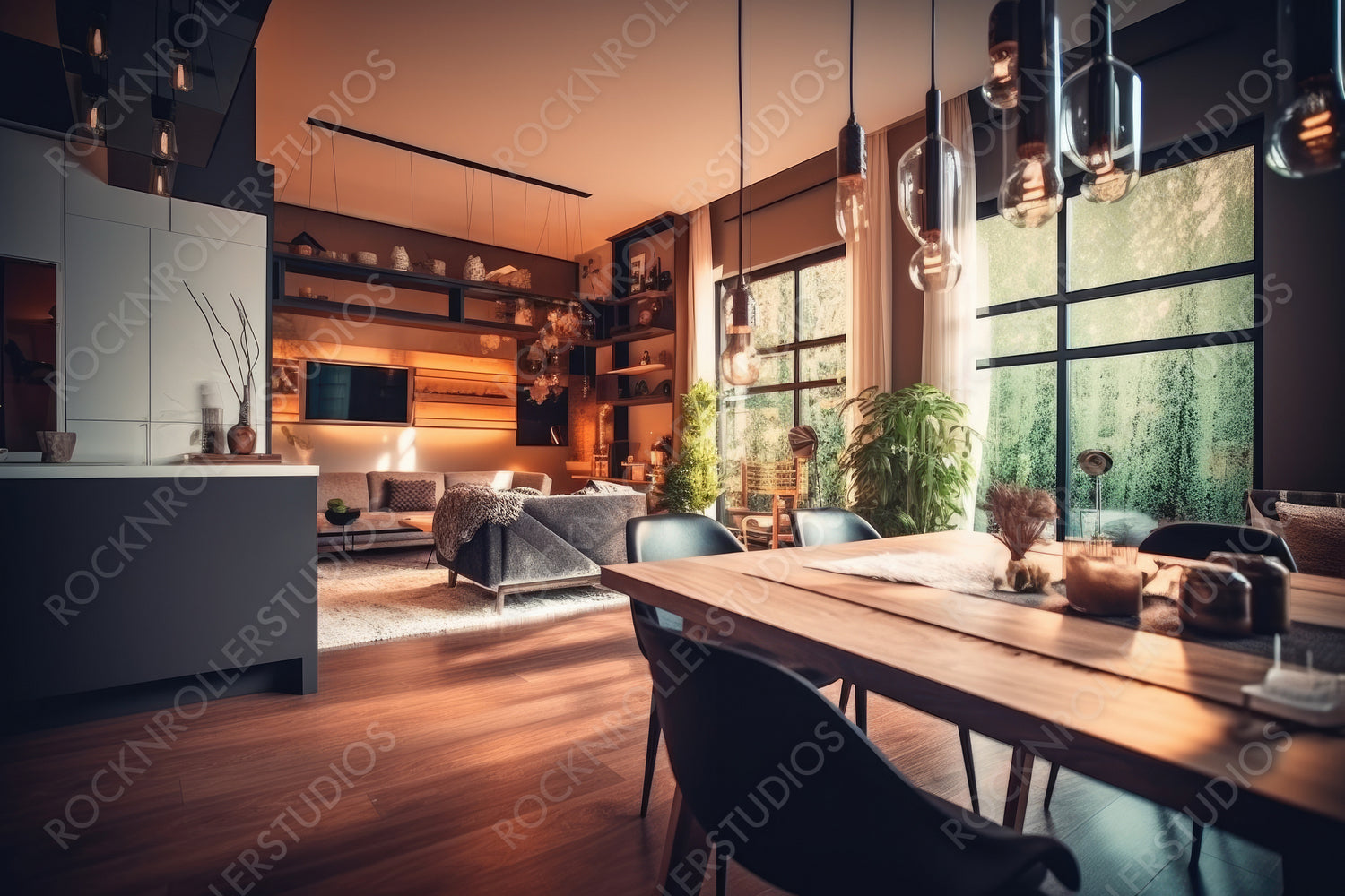 Modern Interior Design Background. Stylish Home. Generative AI.