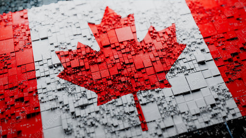 Canadian Flag rendered as Futuristic 3D blocks. Canada Network Concept. Tech Wallpaper.