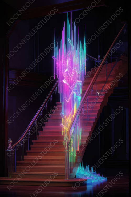 Contemporary Interior Design Background. Modern Staircase. Generative AI.
