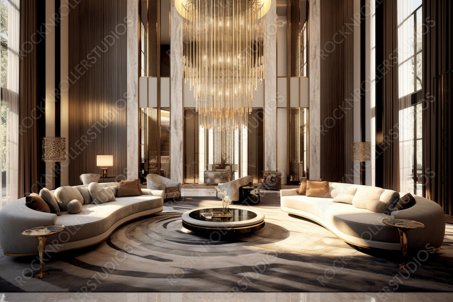 Stylish Home. Luxury Interior Design Background. Generative AI.